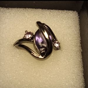 Black stainless steel Amethyst ring